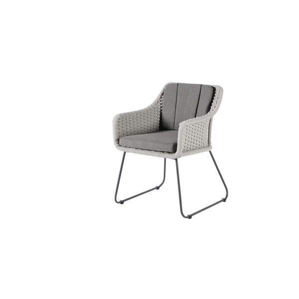 Korfu Stuhl - Light grey - Rope-Hellgrau/Edelstahl Dunkelgrau - inkl. Sitzkissen