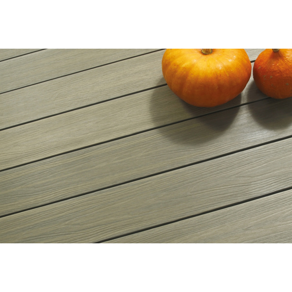 Terrassendiele WPC massiv Light Grey einseitig Holzstruktur, einseitig glatt, längsseitige Nut, Premium - 22,5 x 210 mm