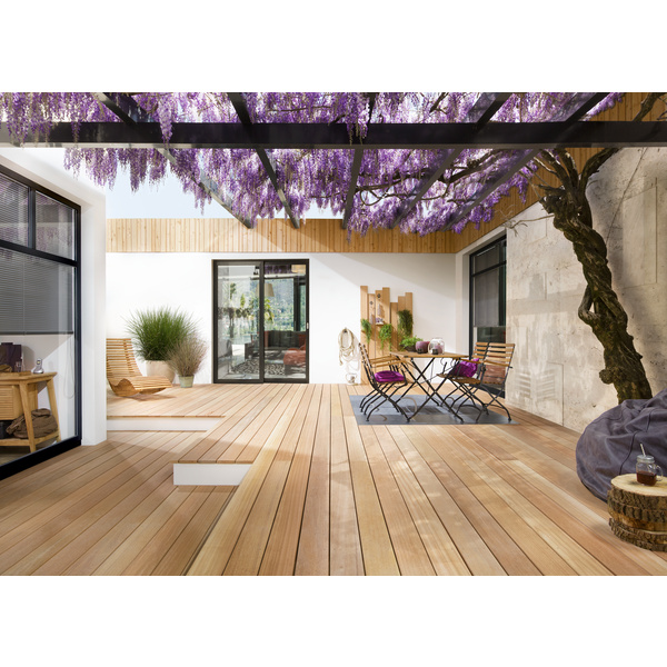 Terrassendiele Bangkirai einseitig genutet, einseitig geriffelt, Bangkirai - 25 x 145 mm