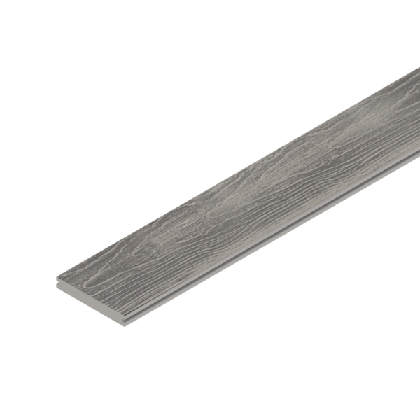 Terrassendiele BPC coextrudiert massiv grau einseitig Holzstruktur, einseitig glatt, längsseitige Nut, MULTI-DECK - 20 x 145 mm