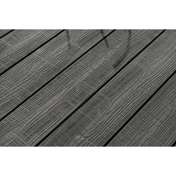 Terrassendiele BPC massiv grau einseitig Holzstruktur, einseitig französisches Profil, längsseitige Nut, MULTI-DECK - 20 x 140 mm