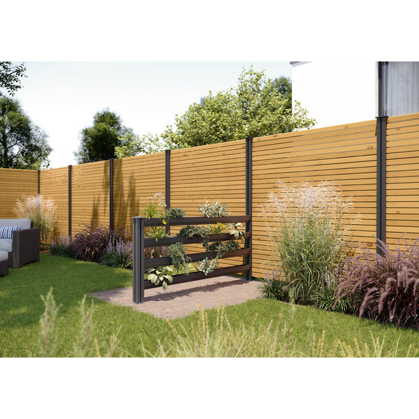 Green-Fence Bepflanzungsrinne 10x10x94cm Aluminium Anthrazit, inkl. Zubehör