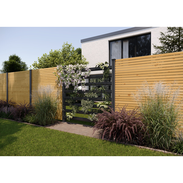 Green-Fence Bepflanzungsrinne 10x10x94cm Aluminium Anthrazit, inkl. Zubehör