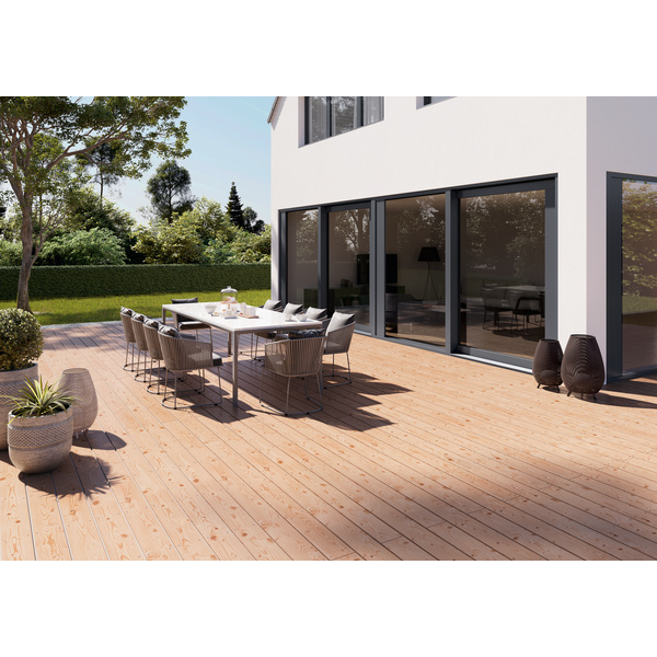 Terrassendiele kanadische Douglasie einseitig gebürstet, einseitig glatt - 27 x 143 mm