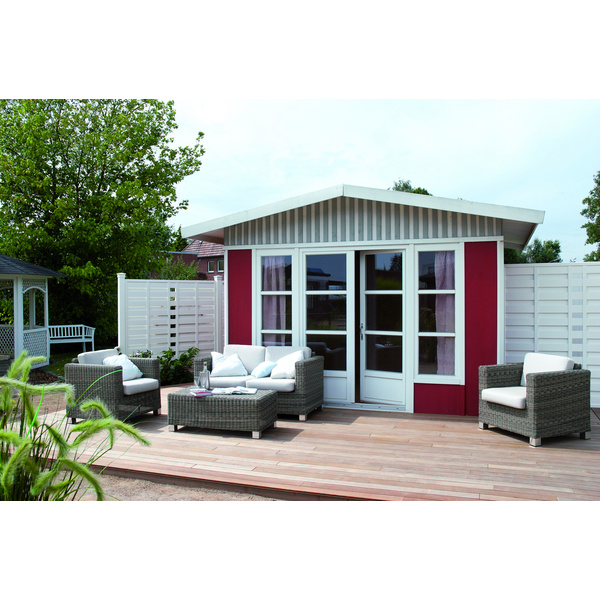 Terrassendiele Esche thermobehandelt einseitig geschroppt, einseitig glatt, längsseitige Hohlkehle - 21 x 145 mm