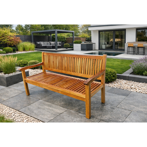 Bank Seeland, Fichte naturbelassen 161x40x81cm mit Stahlfüßen