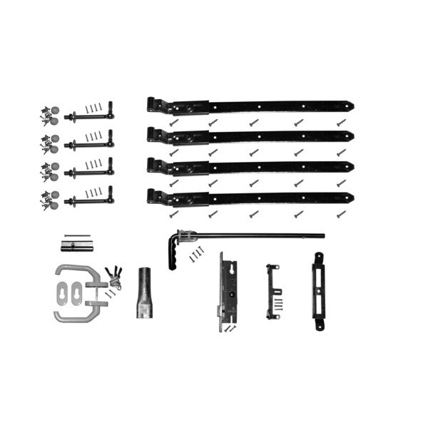 Beschlag-Set für Doppeltore Drückergarnitur weiß - kurzer Dorn