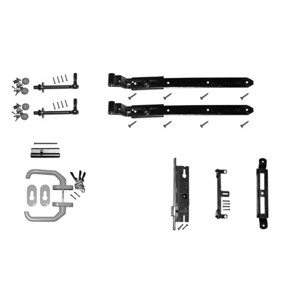 Beschlag-Set für Pforten und Türen Drückergarnitur weiß - langer Dorn