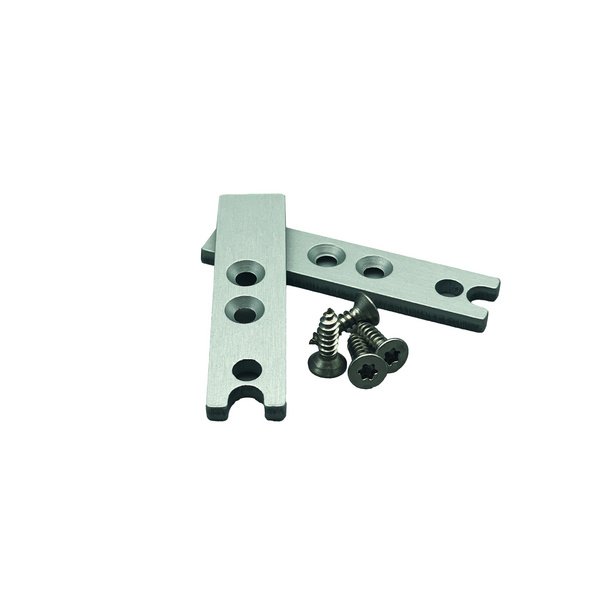 Blenden-Set für Laufwagen + Glasprofil silber, 2 Alublenden gerade, 4 Schrauben VE=010