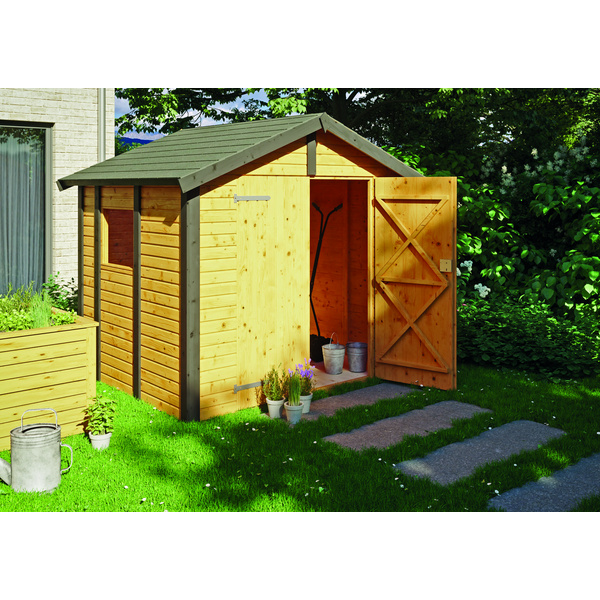 Gerätehaus Nordic 22/20 Grau RAL 7040 / Weiß RAL 9016