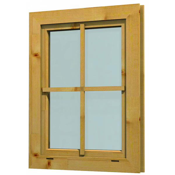 Blockhausfenster F 11 69x90cm für 28mm Wandbohle, DIN Re
