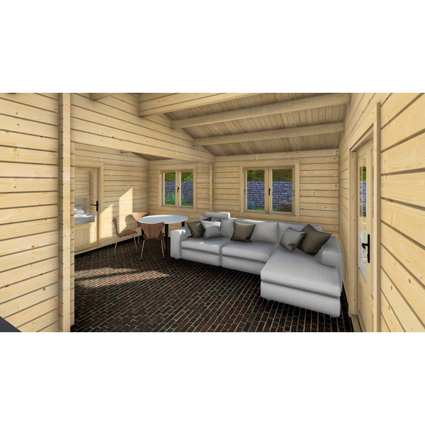 Blockhaus ERFURT 68mm Sockelmaß 500x1000cm m. Terrasse Satteldach