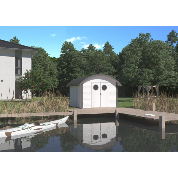 Gerätehaus Rerik 30/30 Weiß RAL 9016 / Anthrazit RAL 7016