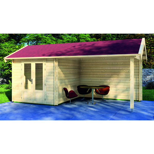 Aktionsgartenhaus Arvik 280x570cm nordische Fichte naturbelassen ohne Fußboden, ohne Dachpappe