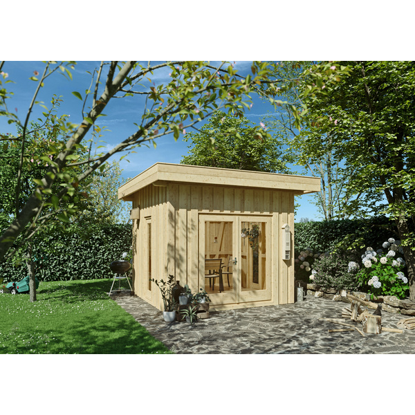 Gartenhaus Greenbox 1 Holzständerbauweise 300x300cm Lärche Boden-Deckelschalung