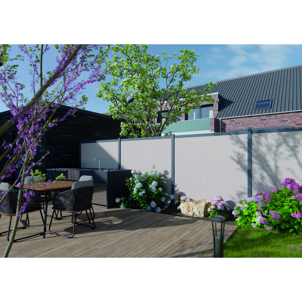 Tor Sichtschutzzaun cWPC Beige "Kingston Vertical"