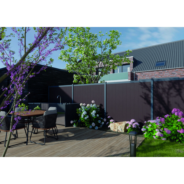 Tor Sichtschutzzaun cWPC Dunkelbraun "Kingston Vertical"