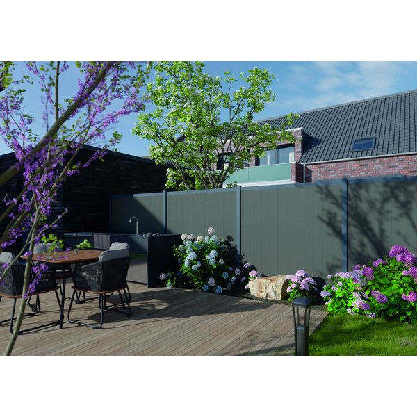 Tor Sichtschutzzaun cWPC Grau "Kingston Vertical"