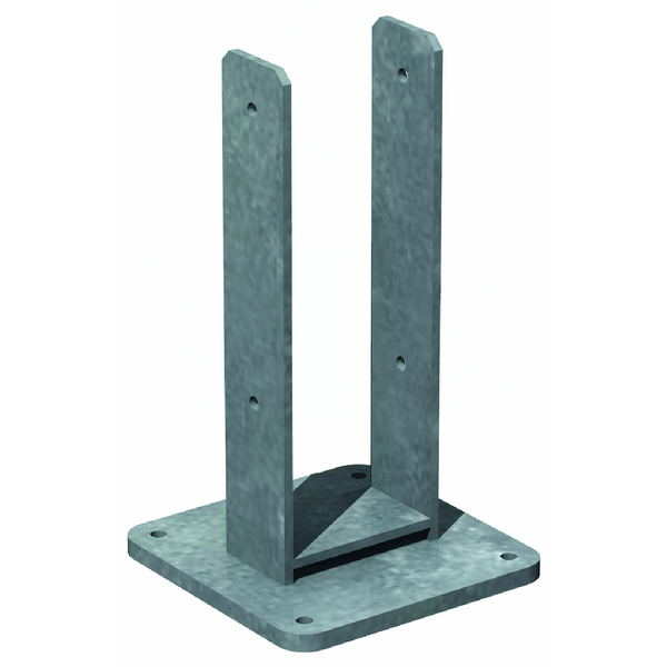 Pfostenanker, H-Form, bes. schwer 135mm zum Aufdübeln verzinkt