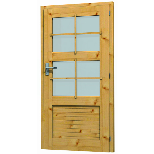 Blockhaustür T 1 Eco-3 90x180cm für 28mm Wandbohle, DIN Re 2/3 Glas