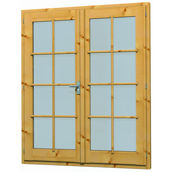 Blockhaustür Lodge 160x190cm für 28mm Wandbohle, DIN Li Doppelflügeltür