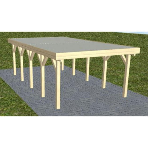 Carport Borkum LT Master Holzblende, Flachdach mit Stahl-Trapezplatten Antikondens