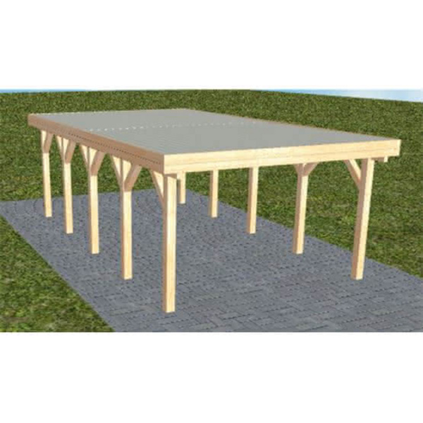 Carport Borkum LT Perfect Holzblende, Flachdach mit Stahl-Trapezplatten Antikondens