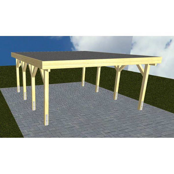 Carport Burg KF Classic Holzblende, Flachdach mit EPDM Folie