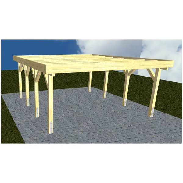 Carport Burg KO Classic Holzblende, Flachdach ohne Bedachung