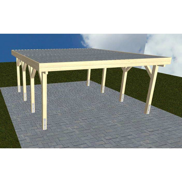 Carport Burg KT Master Holzblende, Flachdach mit Stahl-Trapezplatten Antikondens