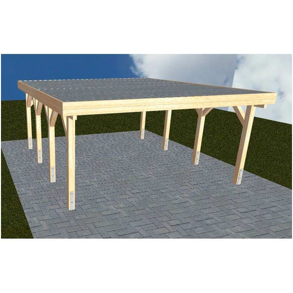 Carport Burg KT Perfect Holzblende, Flachdach mit Stahl-Trapezplatten Antikondens