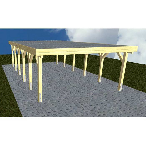 Carport Burg LG Classic Holzblende, Flachdach vorb.f. Gründach