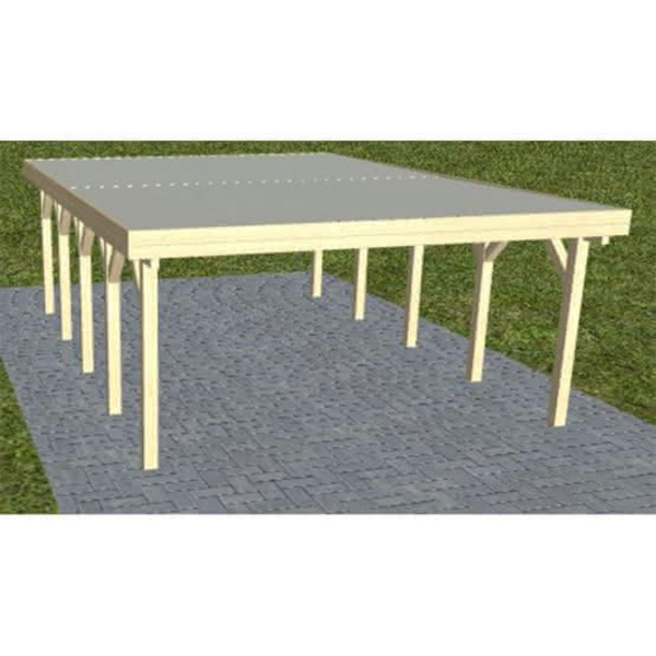 Carport Burg MT Master Holzblende, Flachdach mit Stahl-Trapezplatten Antikondens