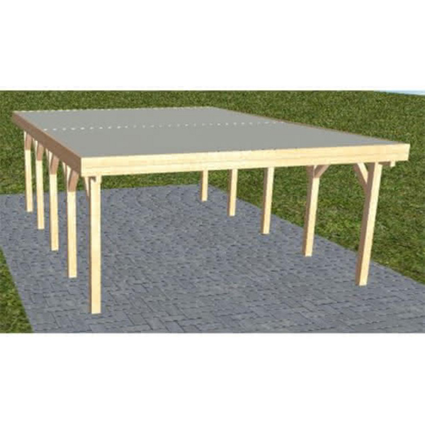 Carport Burg MT Perfect Holzblende, Flachdach mit Stahl-Trapezplatten Antikondens