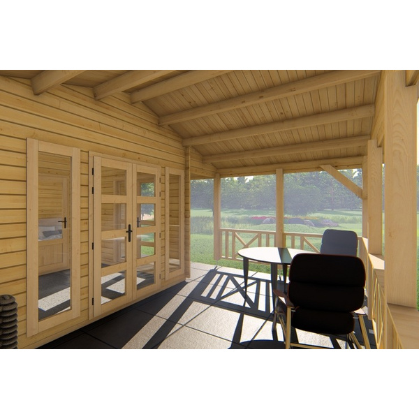 Sommerhaus Potsdam 68mm BB mit Fußboden 18mm Satteldach o. Dachpappe