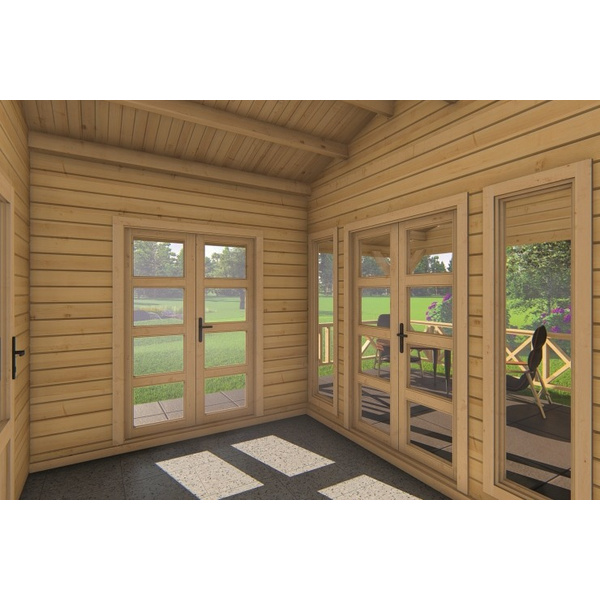 Sommerhaus Potsdam 68mm BB mit Fußboden 18mm Satteldach o. Dachpappe