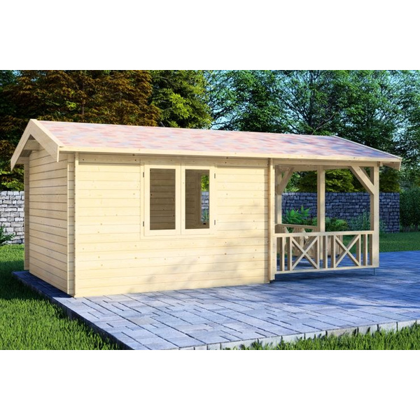 Blockhaus Dersau 44mm BB mit Fußboden 18mm Satteldach o. Dachpappe