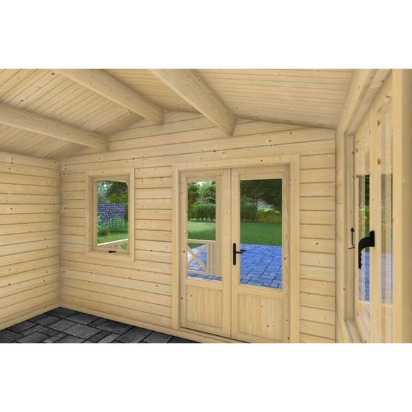 Blockhaus Dersau 44mm BB mit Fußboden 18mm Satteldach o. Dachpappe