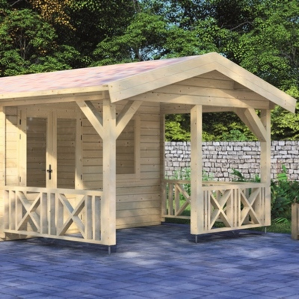 Blockhaus Dersau 44mm BB mit Fußboden 18mm Satteldach o. Dachpappe