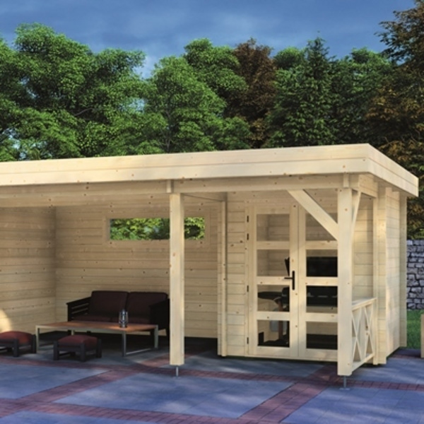 Blockhaus Preetz 44mm BB mit Fußboden 18mm Flachdach o. Dachpappe