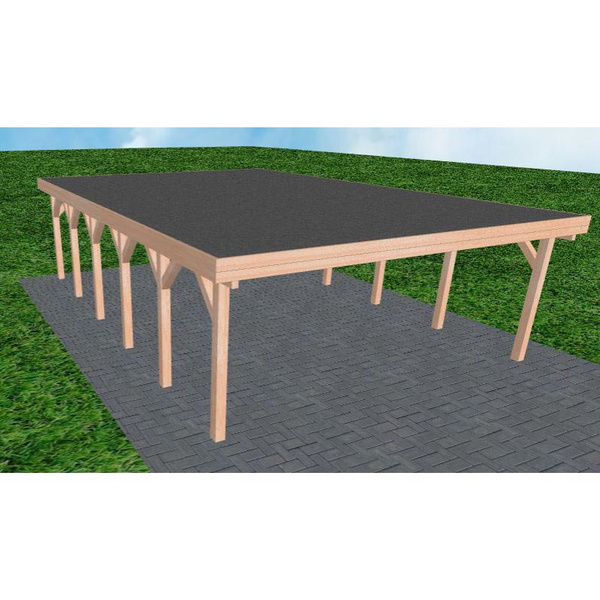 Carport Büsum LF Natur Holzblende, Flachdach mit EPDM Folie