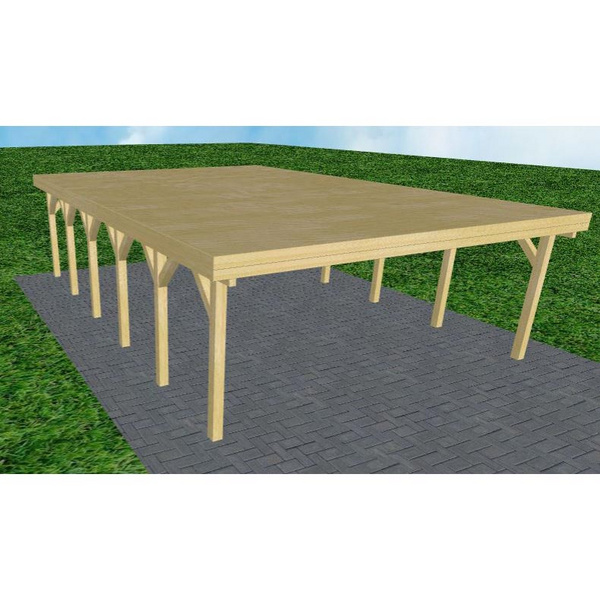 Carport Büsum LG Classic Holzblende, Flachdach vorb.f. Gründach