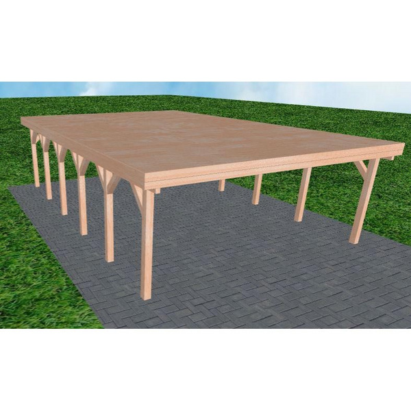Carport Büsum LG Natur Holzblende, Flachdach vorb.f. Gründach