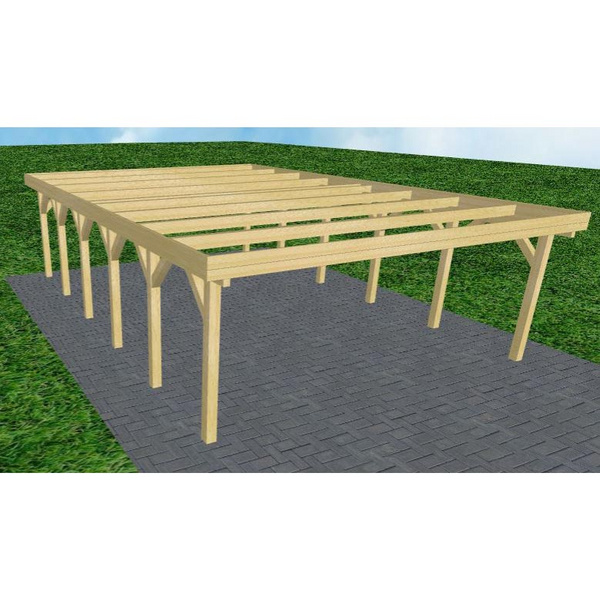 Carport Büsum LO Classic Holzblende, Flachdach ohne Bedachung