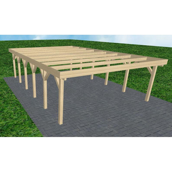 Carport Büsum LO Master Holzblende, Flachdach ohne Bedachung