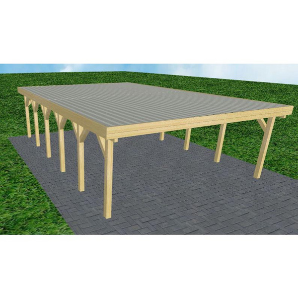 Carport Büsum LT Classic Holzblende, Flachdach mit Stahl-Trapezplatten Antikondens
