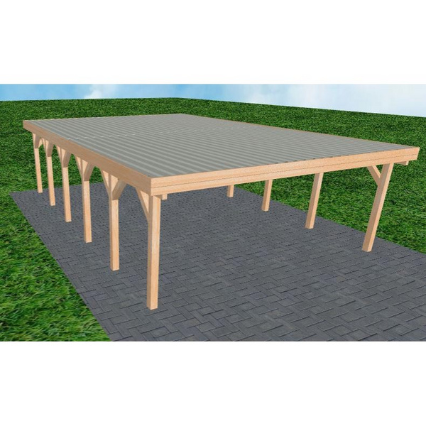 Carport Büsum LT Perfect Holzblende, Flachdach mit Stahl-Trapezplatten Antikondens
