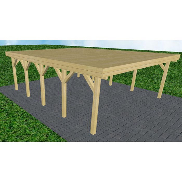 Carport Büsum MG Classic Holzblende, Flachdach vorb.f. Gründach