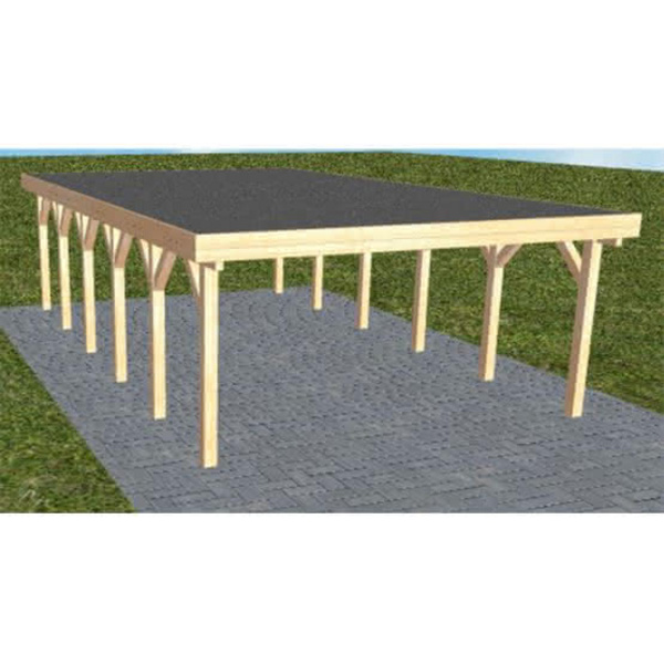 Carport Burg LF Perfect Holzblende, Flachdach mit EPDM Folie