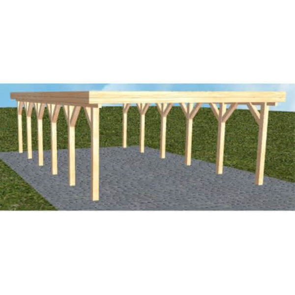 Carport Burg LO Perfect Holzblende, Flachdach ohne Bedachung